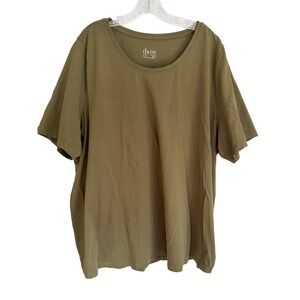 Denim & Co Olive Green Scoop Neck Short Sleeve T-Shirt Plus Size 3X A378932